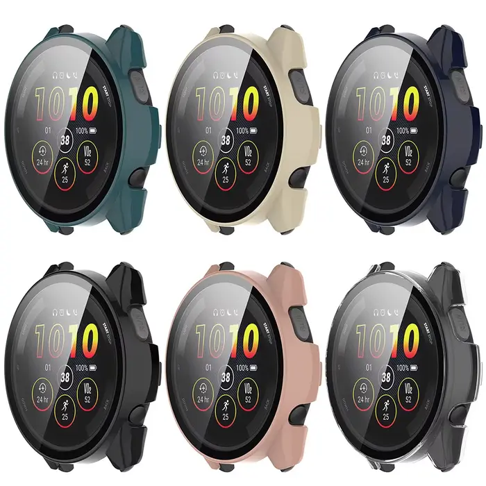 Boîtier PC + protecteur d'écran en verre pour Garmin Forerunner 165/165 Music, housse de protection à couverture complète