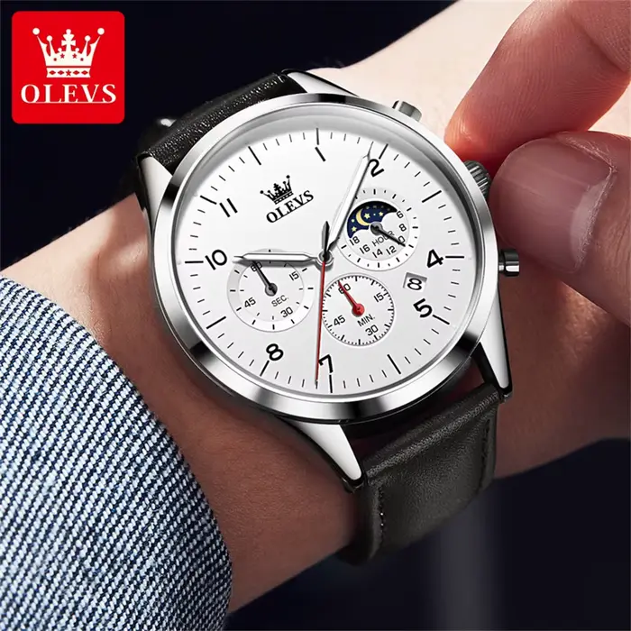 Montre-bracelet chronographe à quartz étanche pour homme