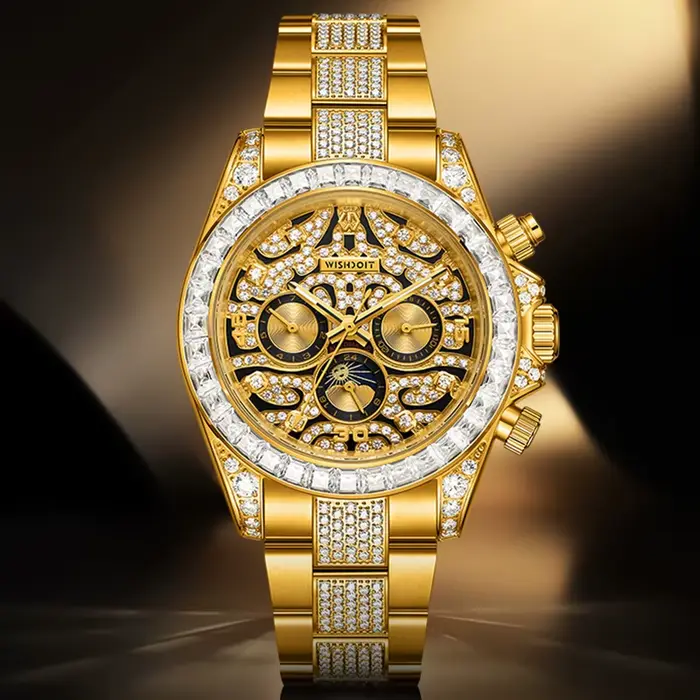 WISHDOIT – montre mécanique de luxe en or incrustée de diamants