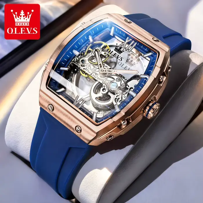 OLEVS 6779 montre pour hommes de luxe squelette Original automatique montre mécanique bracelet en Si