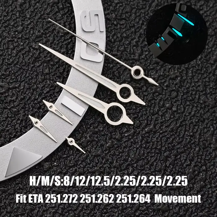 Aiguilles de montre 251.272 pour mouvement ETA 251.272 251.262 251.264 avec luminescence BGW9