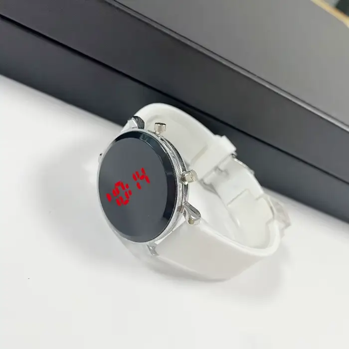 Montre numérique TINUORA pour femme, affichage LED, silicone, design rond, résistance à l'eau, mode et décontracté, cadeau occasionnel