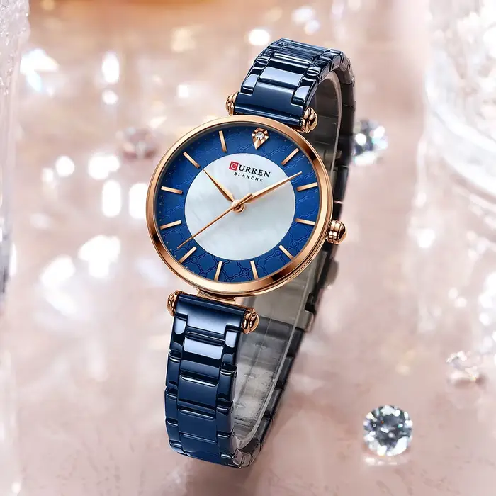 Montres pour femmes marque de luxe CURREN élégant mince montre-bracelet à Quartz avec acier inoxydable Simple femme horloge
