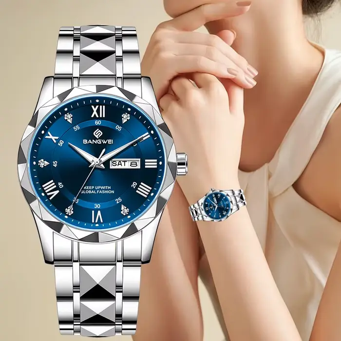 BANGWEI femme montre de luxe Elagant classique mode horloge affaires décontracté Date en acier inoxydable étanche lumineux Quartz dames montres