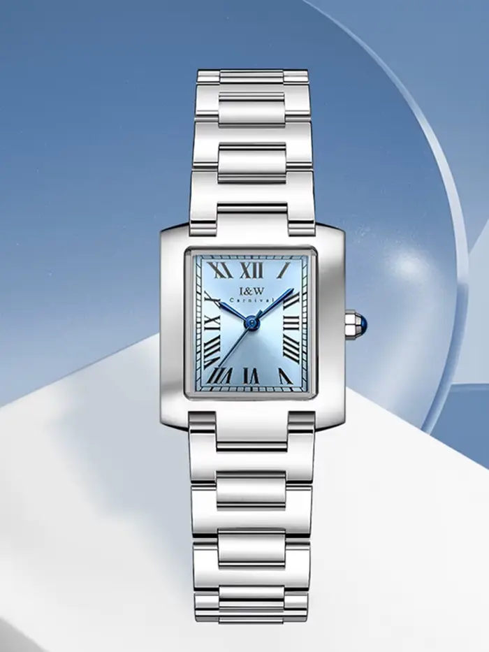 Montre Carnaval de luxe à quartz avec bracelet carré résistant à l'eau pour femmes, idéale pour les occasions spéciales et le quotidien