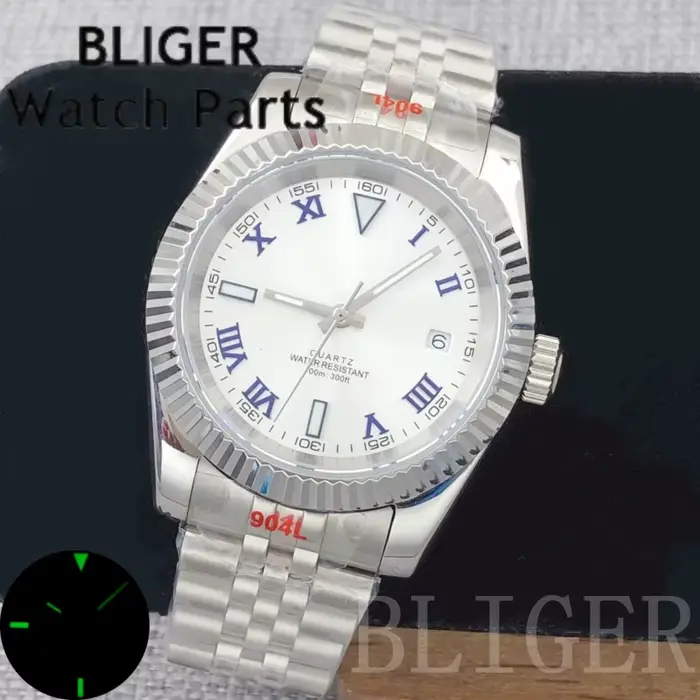 BLIGER 36mm 39mm hommes mode RONDA 515 montre-bracelet à Quartz en acier montre de plongée