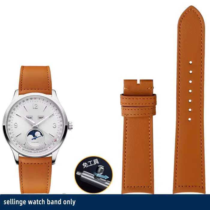Real Cow cowhide Watchband For Jaeger-LeCoultre Master Series Curved cowhide Watch Strap Soft and Wa