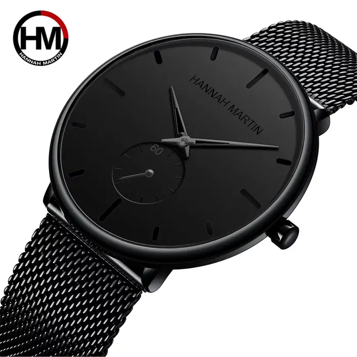 Hannah Martin montre pour hommes mode bleu noir chronométrage petit cadran Original mouvement à Quar