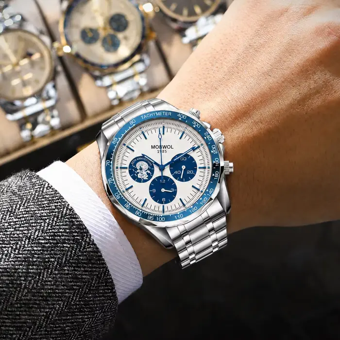 Montre à Quartz Luxe MOBWOL 2026 Acier Inoxydable Bracelet Pour Hommes Occasions Sportives et Affaires