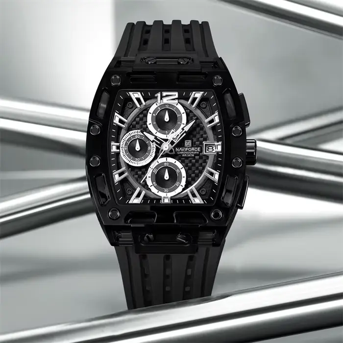 NAVIFORCE 7105 mode chronographe multi fonctionnel montre à Quartz Sport 5ATM étanche Silicone