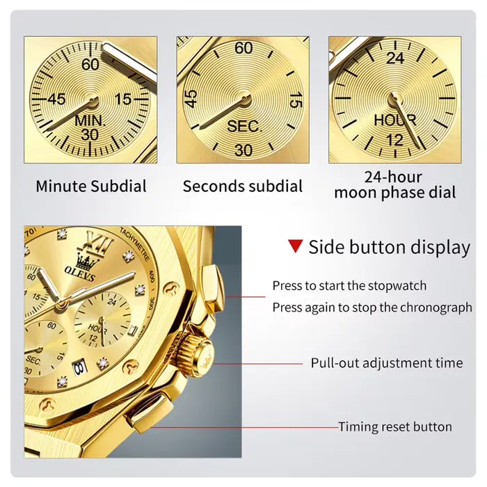 OLEVS 3626 montres pour hommes montre-bracelet originale en acier inoxydable chronographe multifonctionnel étanche lumineux Quartz Reloj