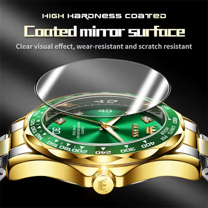 OLEVS 9988 marque de luxe série vert eau fantôme diamant échelle montre étanche pour hommes haut Original Quartz