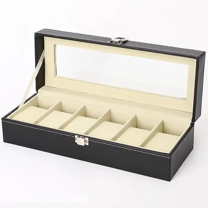 Offre spéciale en cuir PU affichage stockage Collection organisateur boîte de montre boîtier avec fente supérieure en