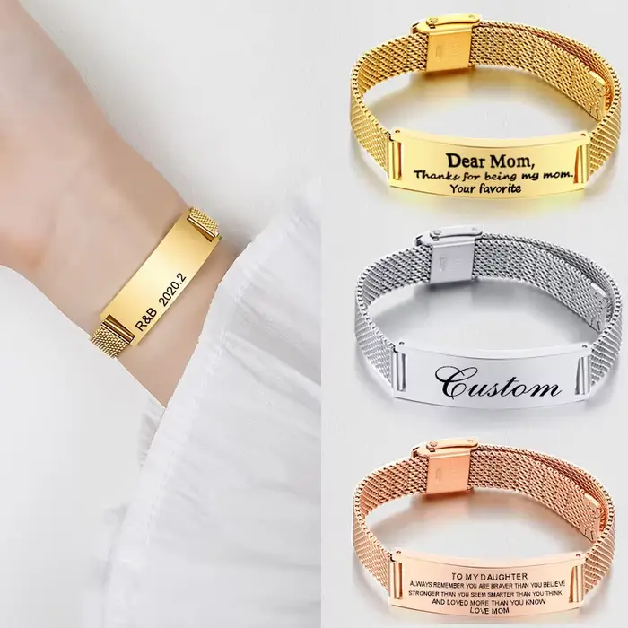 Bracelet en maille milanaise personnalisé pour femmes
