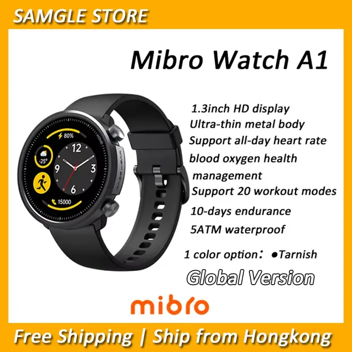 Mibro A1 montre intelligente édition mondiale sang oxygène moniteur de fréquence cardiaque 5ATM étan