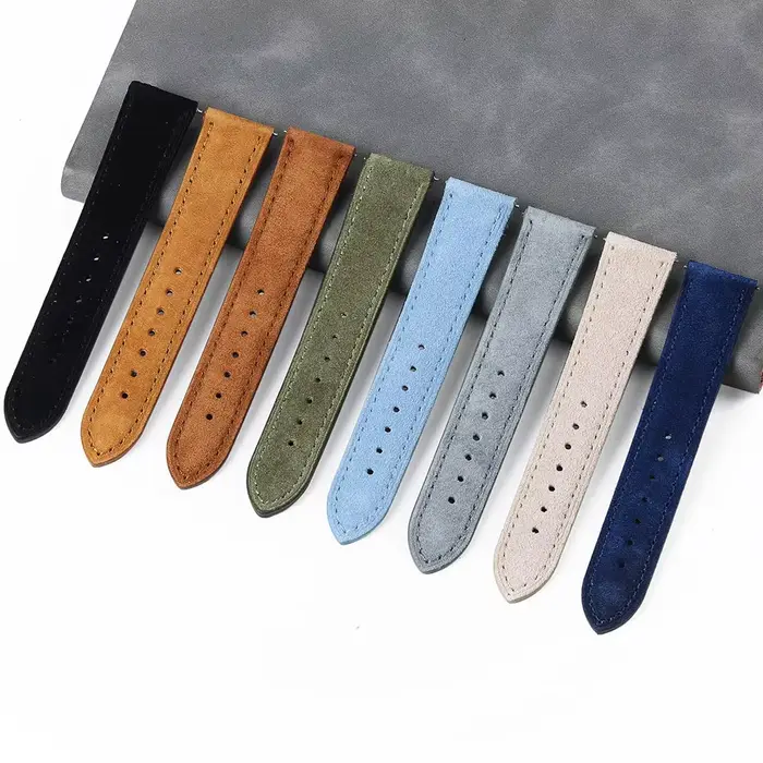 Bracelet de montre en cuir suédé véritable