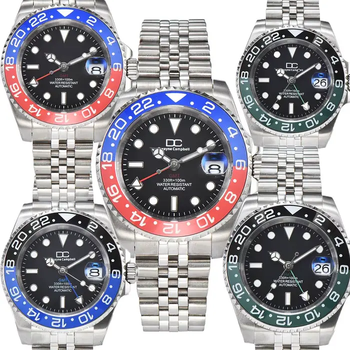 Montre mécanique Dandong GMT 40mm acier inoxydable avec verre saphir luminescent pour hommes occasions spéciales