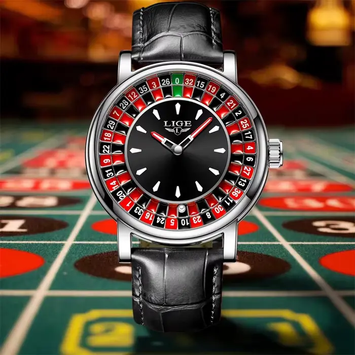 LIGE montres de luxe créatives hommes Roulette jeu cadran mode