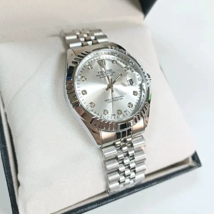 TEVISE montre pour hommes automatique mécanique en acier inoxydable étanche décontracté affaires montre-bracelet chronographe Date affichage horloge