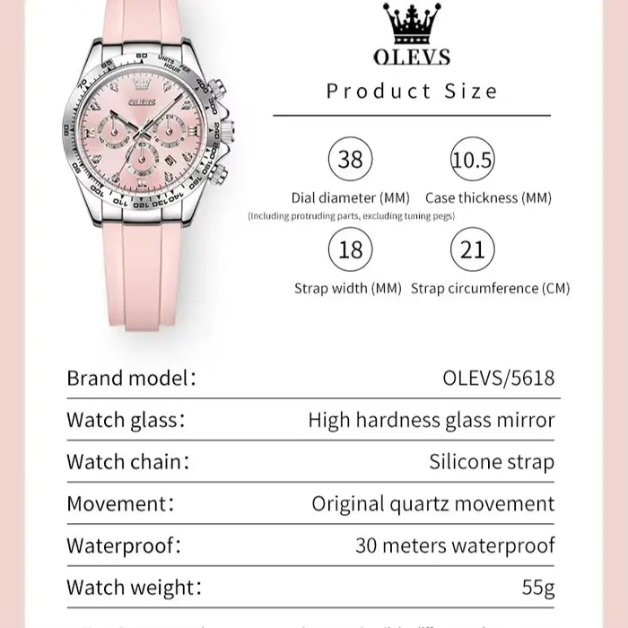 OLEVS 5618 femmes montre HD multi fonctionnel étanche lumineux chronographe sport bracelet en Silicone marque de luxe