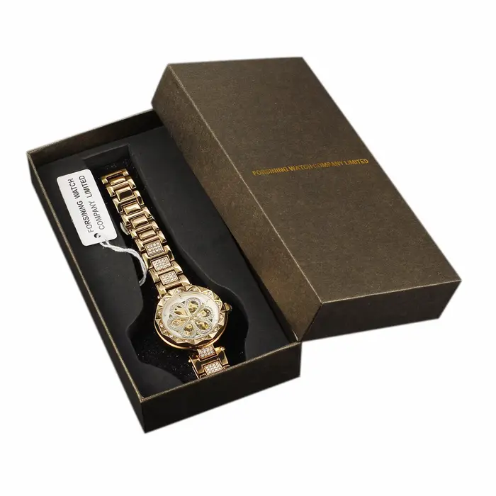 Forsining montre squelette pour femmes mode classiques diamant montres mécaniques automatiques aiguilles lumineuses bracelet en acier inoxydable