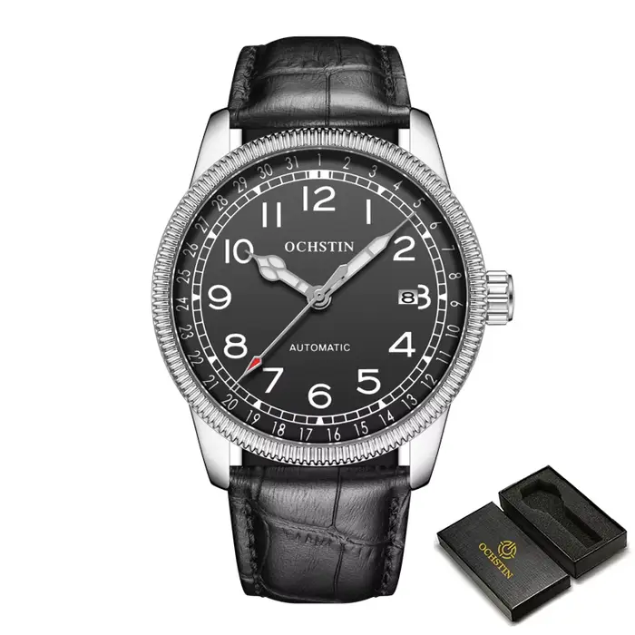 OCHSTIN mécanique hommes montre automatique montres homme rétro rouge en cuir montre-bracelet haut d