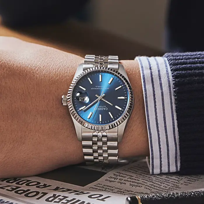 Montre mécanique pour homme Cadisen avec affichage lumineux en acier