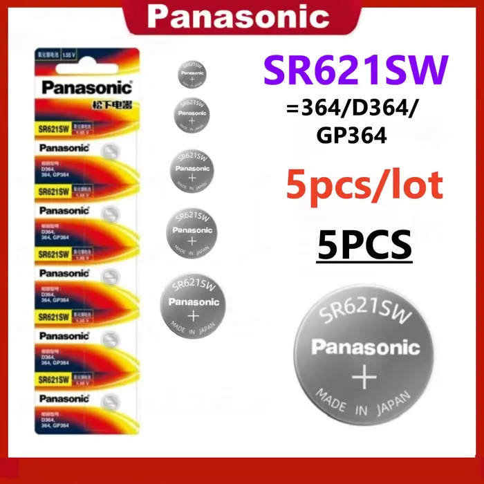 5 piles Panasonic originales SR616SW 321 SR621SW 364 SR626SW 377 pour montre