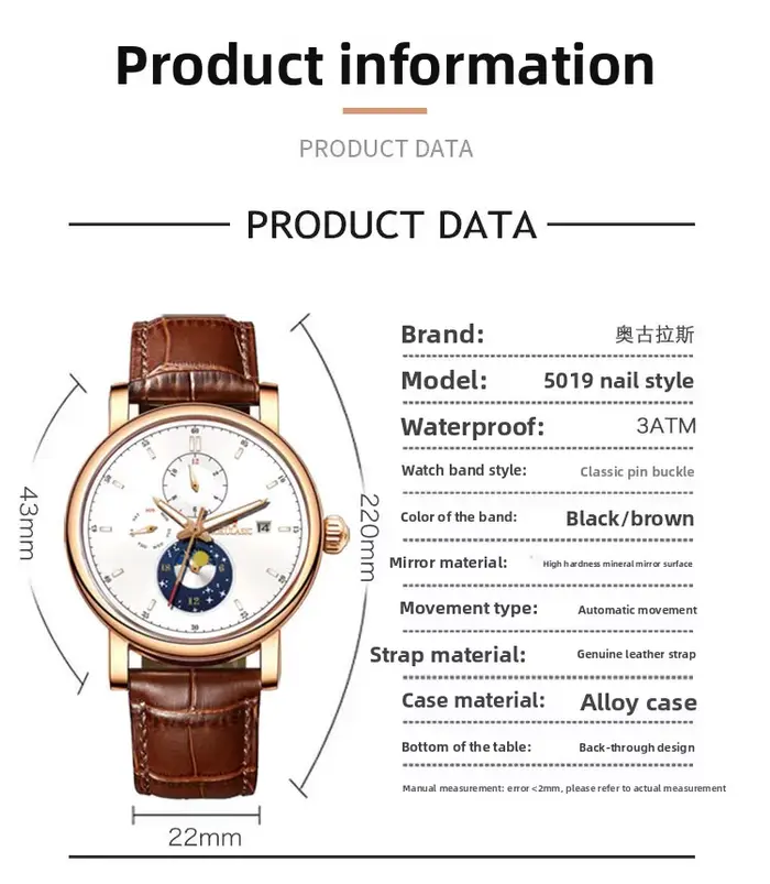 Montre automatique à remontage automatique pour homme