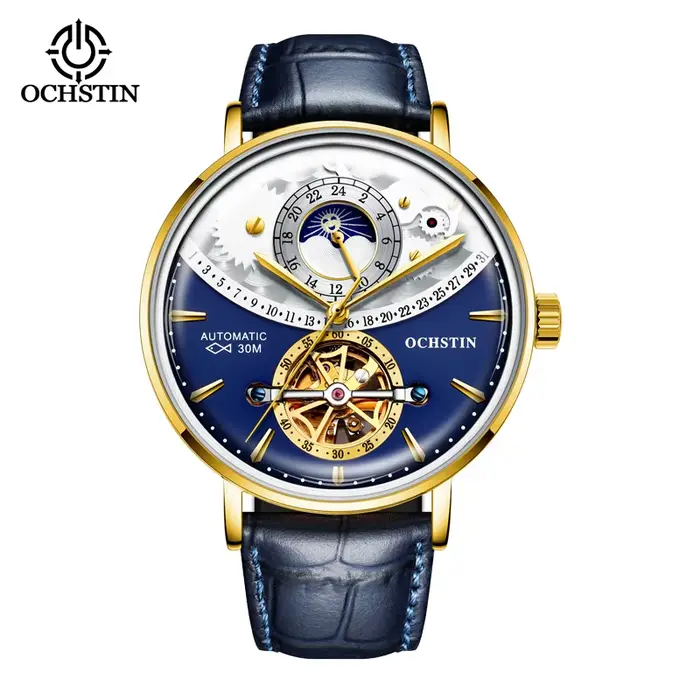 Ochstin modèle chaud soleil et lune montre entièrement automatique volant d'inertie mouvement mécani