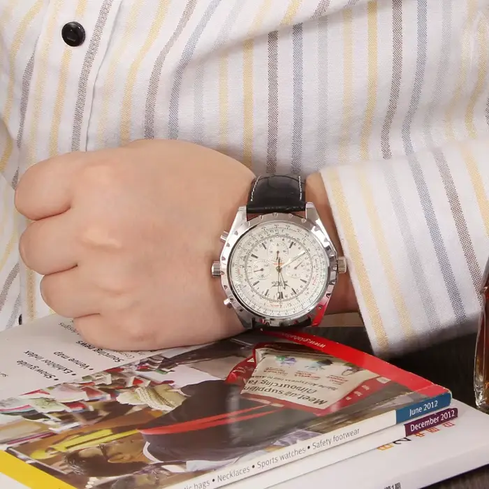 Montre Jaragar en acier inoxydable avec bracelet en cuir pour homme, résistante à l'eau, mouvement automatique, élégante pour occasions spéciales