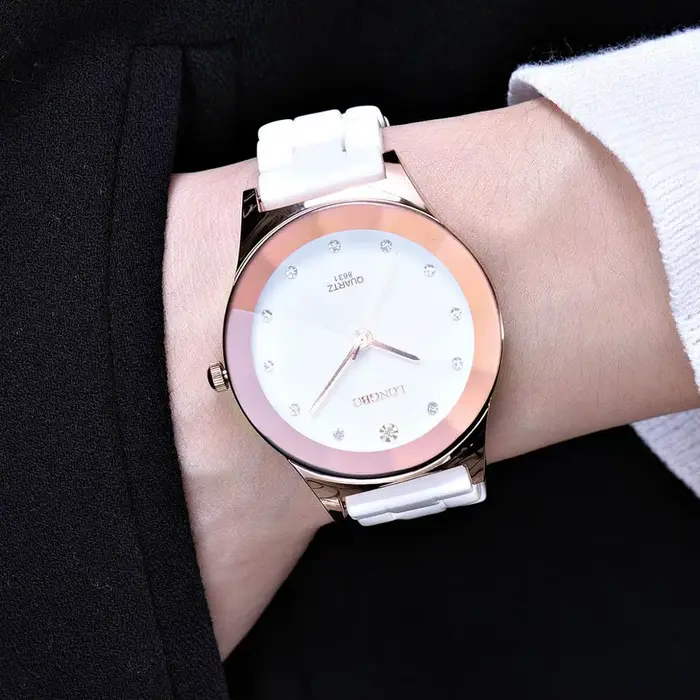 Longbo montre de luxe pour femmes grande marque en céramique blanche diamant étanche montre-bracelet à Quartz Relogio Feminino часы жletiе.05..05.
