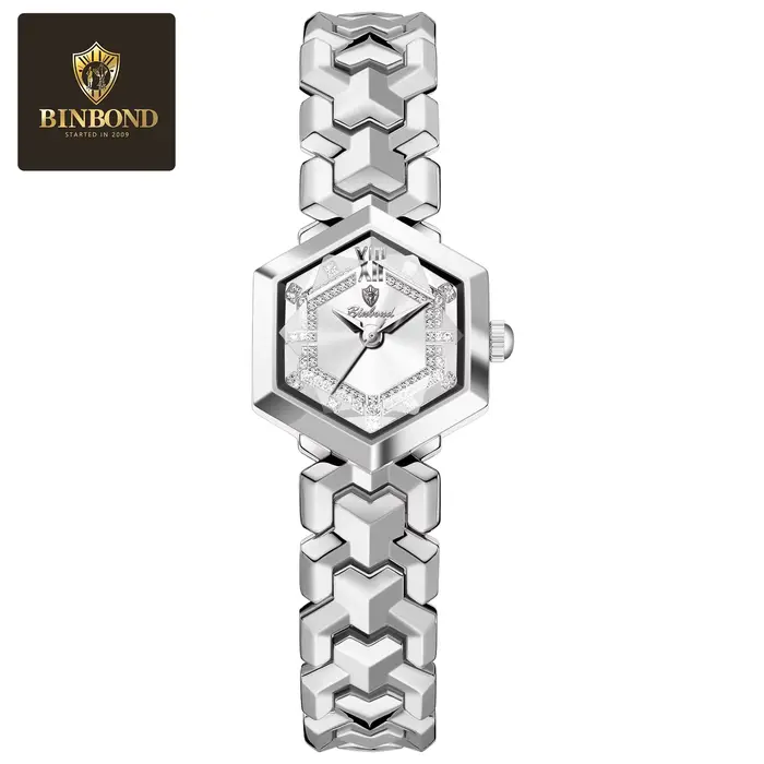 BINBOND mode élégante femmes montre à Quartz losange miroir étanche montre-bracelet lumineux diamant