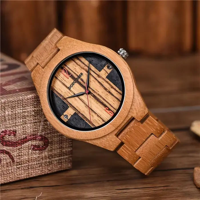 DODO DEER Montre en bois pour homme, bois de bambou simple et léger, accepter une expédition personnalisée, boîte en bois gratuite, cadeau d'anniversaire