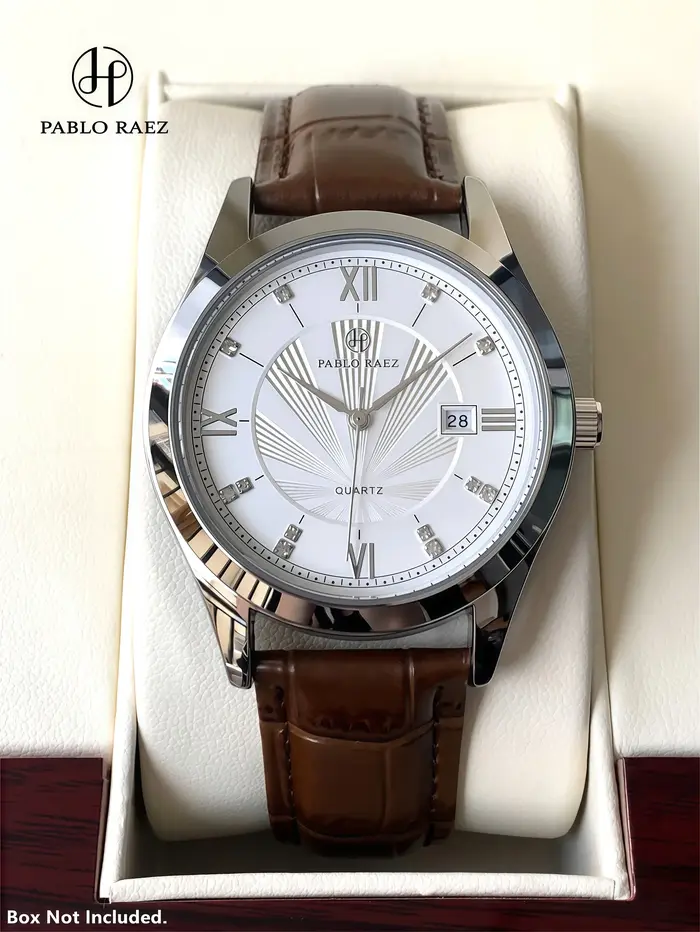 PABLO RAEZ vraies Photos haut de gamme de luxe homme montre-bracelet étanche diamant Date montre en cuir Quartz mode