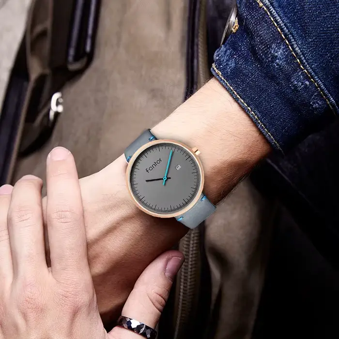Montre Fantor à Quartz Homme Résistante à L'eau Bracelet en Cuir Occasions Spéciales
