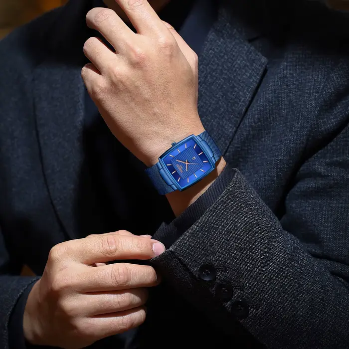 Montre-bracelet à quartz carrée étanche pour homme