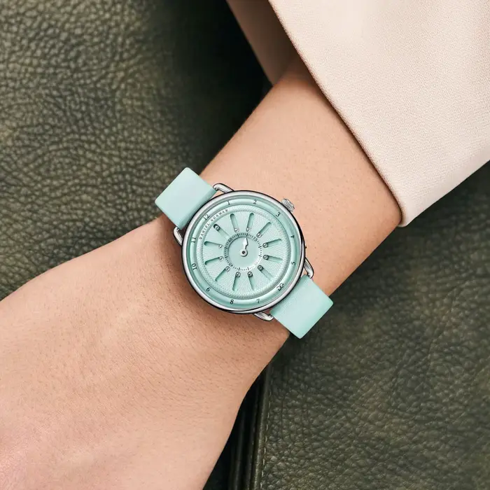 Montre analogique à billes magnétiques - Bracelet en cuir véritable et design de pointeur unique