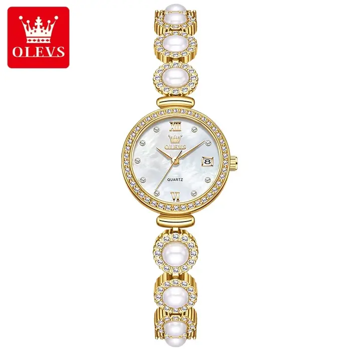 OLEVS 5635 Vintage diamant incrusté montre à Quartz de luxe pour les femmes élégant Bracelet en acier inoxydable haut tendance marque montre-Bracelet