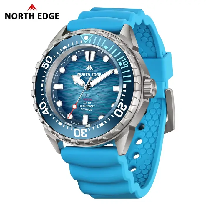 Montre de plongée solaire NORTH EDGE TRITON-TI en titane et acier inoxydable