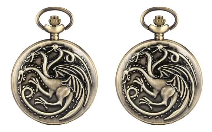 Montre de poche à Quartz Dragon à trois têtes