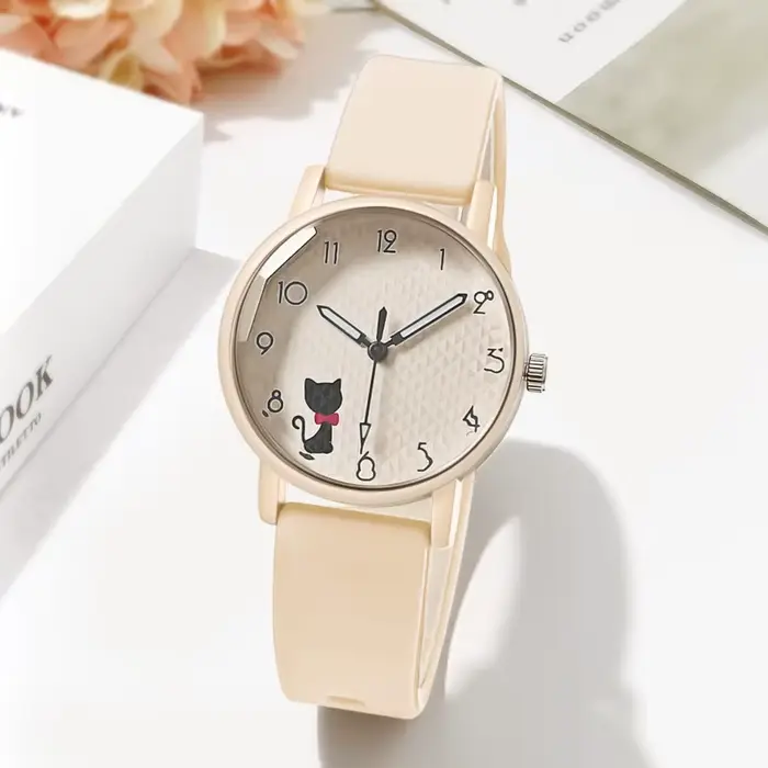Montre pour femme, montre à quartz avec bracelet en silicone