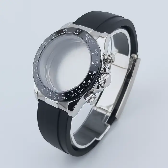 Boîtier de montre NEITON 39mm VK63 argent/or avec bracelet en acier inoxydable massif pour montres V