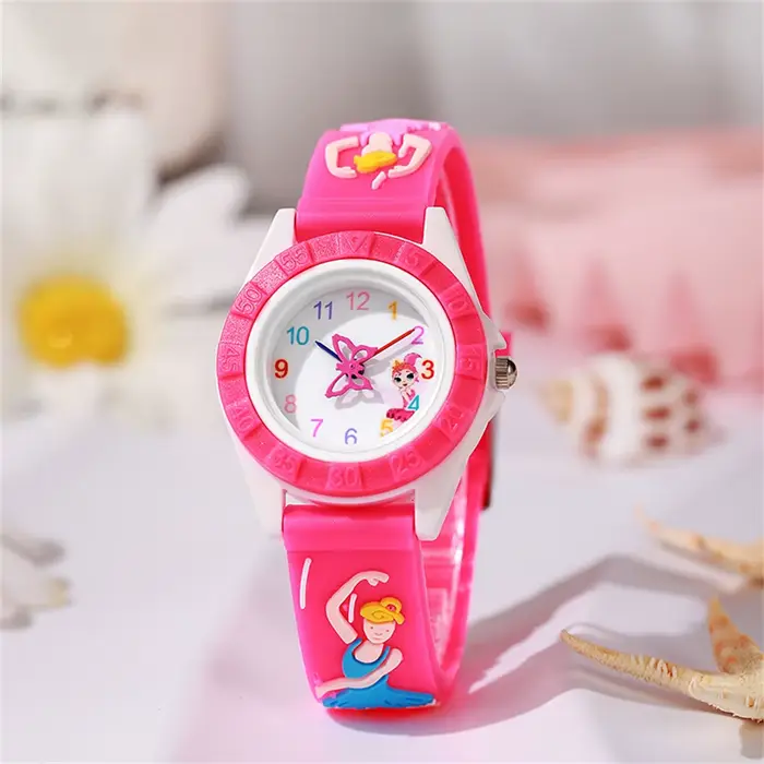 Montre pour enfants montre à quartz design fille de ballet montre à quartz mode violet silicone fill