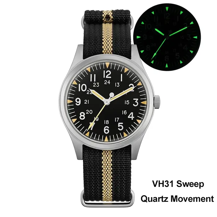 Militado ML07 montres à Quartz VH31/Miyota 2035 mouvement bombé saphir cristal montre militaire 100m étanche lumineux