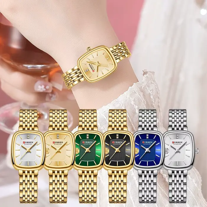Montre élégante et moderne en acier inoxydable pour femme avec design rectangulaire et mouvement quartz pour diverses occasions