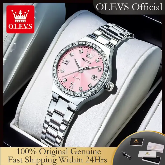 Nouvelle montre à Quartz 5628 pour femmes, bracelet en acier, lunette en Zircon, date automatique, résistante à l'eau, miroir en losange, élégante pour occasions spéciales
