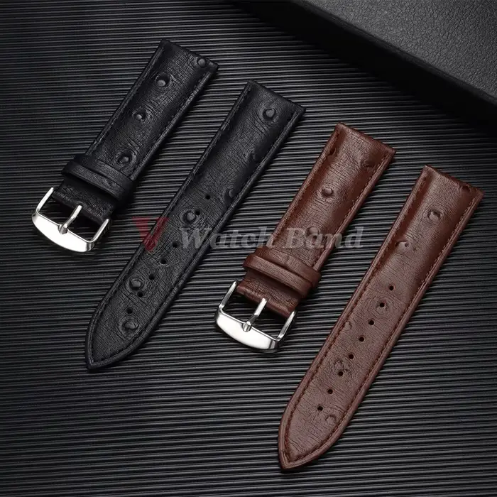Bracelet de montre nxalp souple motif autruche en cuir pour montres Samsung Huawei occassions spéciales femmes hommes