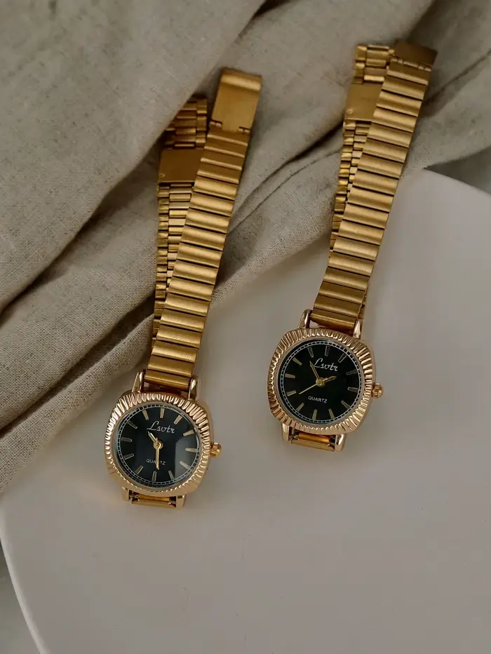 Montre pour femme en acier inoxydable doré style rétro et business décontracté pour toutes occasions spéciales