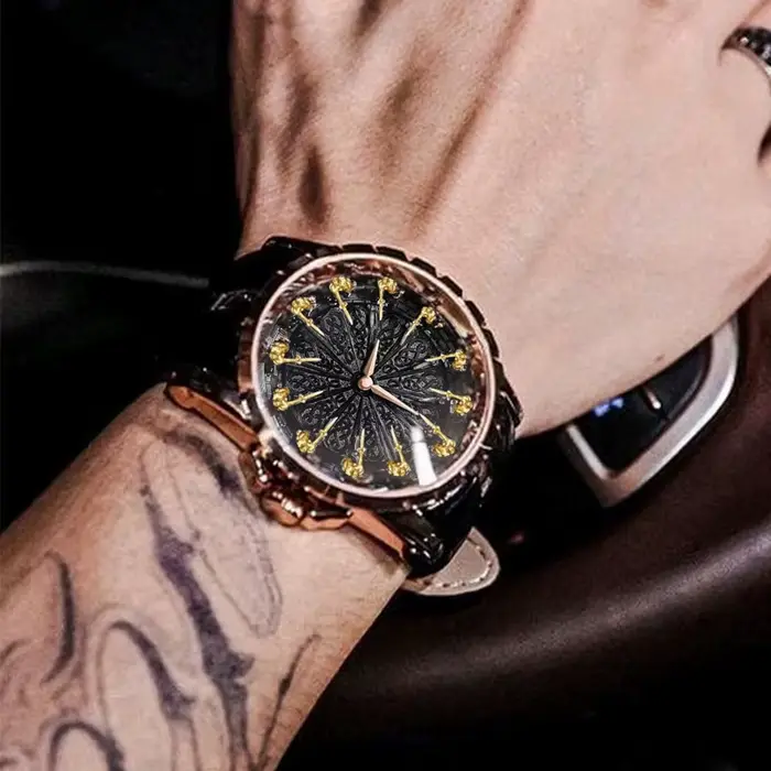 Nouvelle montre pour hommes en or rose style sportif